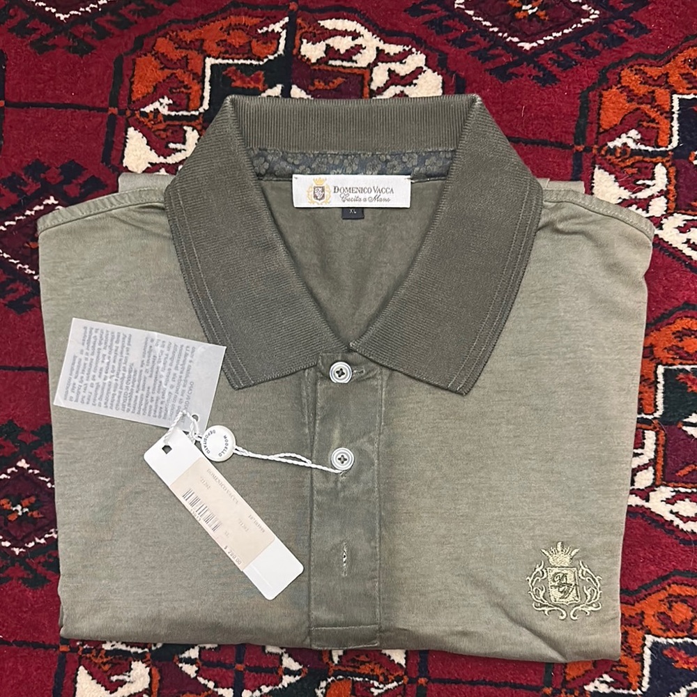 🌺🌺 NWT DOMENICO VACCA Olive Green Men's Polo Shirt SIZE 54 XL